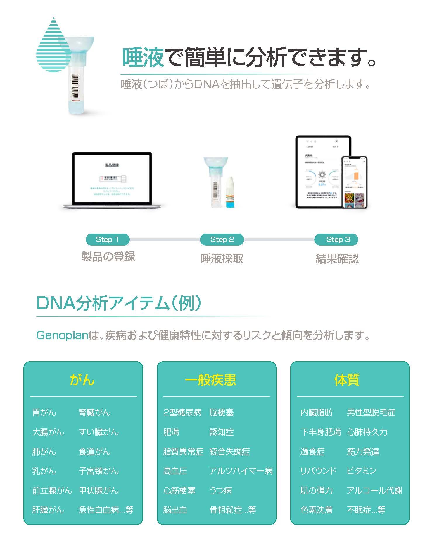 ジェノプラン Genoplan 遺伝子検査 スキンケアNUMBERONCET内容